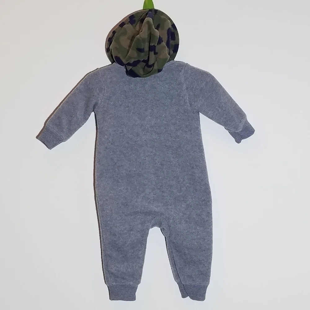 Carter's Fleece Camouflage Dinosaur Romper Hood 6m